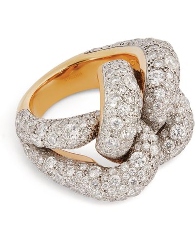 Pomellato Rose Gold And Diamond Catene Ring - White