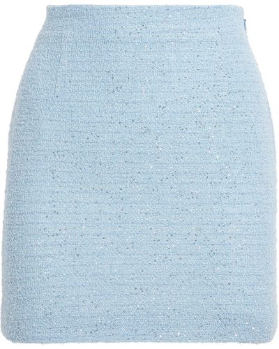 Alessandra Rich Tweed Sequin-embellished Skirt - Blue