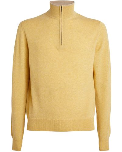 FIORONI CASHMERE Cashmere Quarter-zip Sweater - Yellow