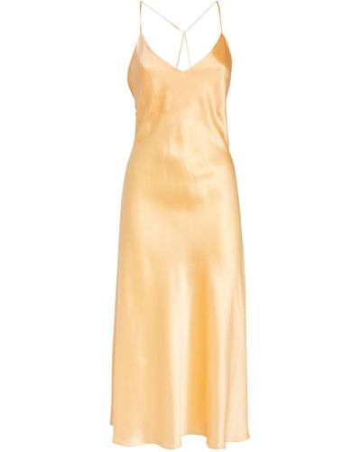 Olivia Von Halle Silk Mossy Slip Dress - Metallic
