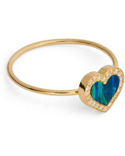 Jennifer Meyer Yellow Gold, Diamond And Opal Heart Ring - Blue