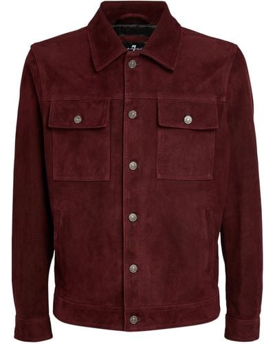 7 For All Mankind Suede Trucker Jacket - Red