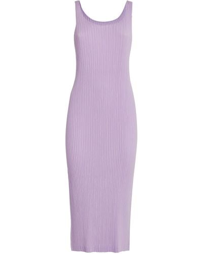 Issey Miyake Hatching Pleats 2 Midi Dress - Purple