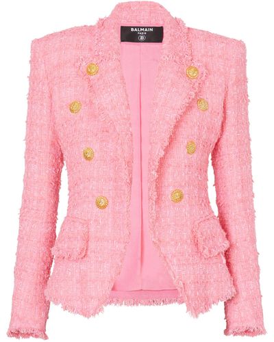 Balmain Tweed Single-breasted Blazer - Pink