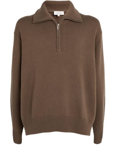 Studio Nicholson Merino Wool-blend Half-zip Sweater - Brown