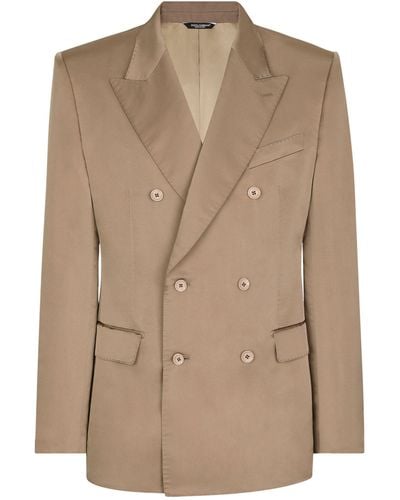 Dolce & Gabbana Silk Duchesse Double-breasted Jacket - Natural