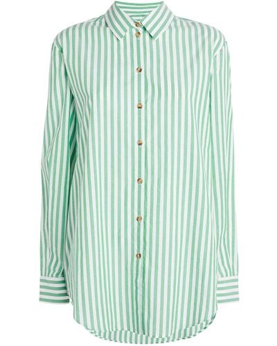 Asceno Striped London Pyjama Shirt - Green