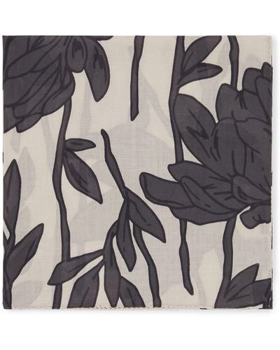 Brunello Cucinelli Cotton Flower Print Foulard - Metallic