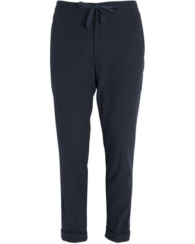 Officine Generale Cotton Drawstring Tailored Trousers - Blue
