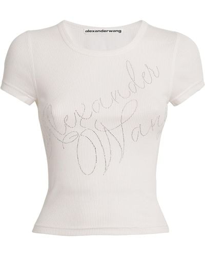 Alexander Wang Cotton Rhinestone-embellished T-shirt - White