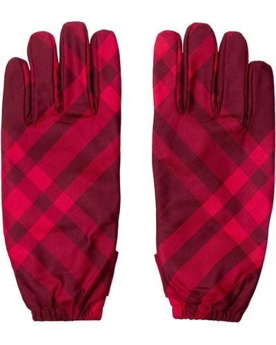 Burberry Check Gloves - Red