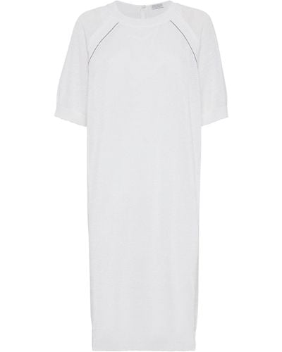 Brunello Cucinelli Cotton-knit Mini Dress - White