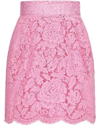 Dolce & Gabbana Floral Lace Mini Skirt - Pink