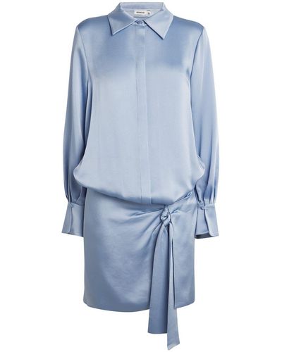 Jonathan Simkhai Satin Larson Shirt Dress - Blue