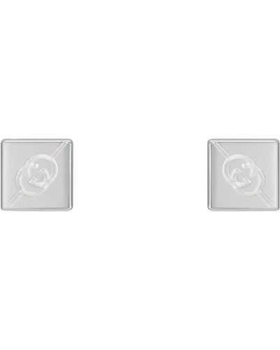 Gucci Diagonal Interlocking G Earrings - White