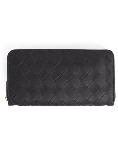 Bottega Veneta Leather Intrecciato Continental Wallet - Black