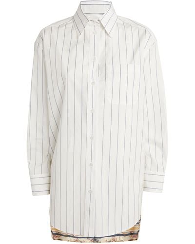 Weekend by Maxmara Floral-back Striped Shirt - White