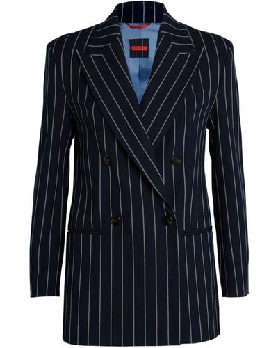 MAX&Co. Pinstripe Double-breasted Blazer - Blue