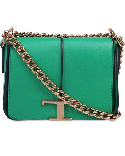Tod's Mini Leather T Timeless Shoulder Bag - Green