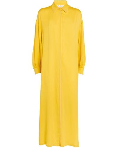 Max Mara Silk Midi Shirt Dress - Yellow