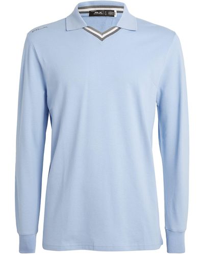RLX Ralph Lauren Stretch-cotton Long-sleeve Polo Shirt - Blue
