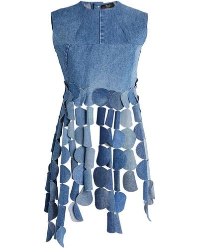 A.W.A.K.E. MODE Upcycled Denim Circle Cropped Top - Blue