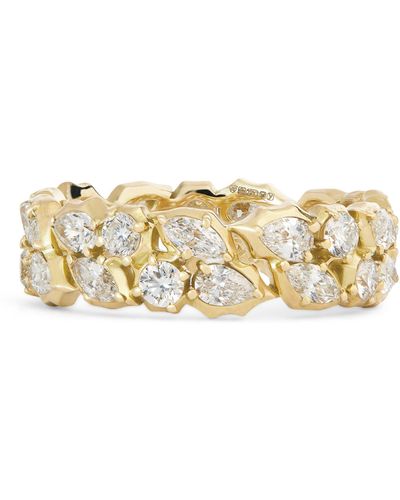 Jade Trau Yellow Gold And Diamond Posey Eternity Ring - Metallic
