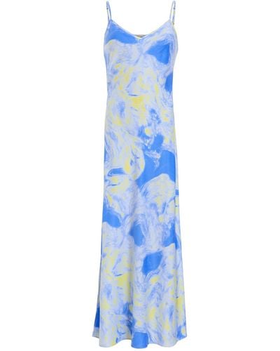 AllSaints Bryony Graphic-print Woven Midi Slip Dress - Blue