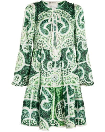 Mary Katrantzou Green Topiary Tiered Midi Dress