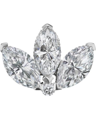 Maria Tash White Gold Diamond Engraved Lotus Threaded Stud Earring (4mm)
