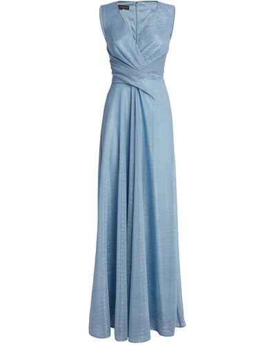 Talbot Runhof V-neck Sleeveless Maxi Dress - Blue