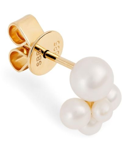 Sophie Bille Brahe Yellow Gold And Pearl Thyra Single Stud Earring - White