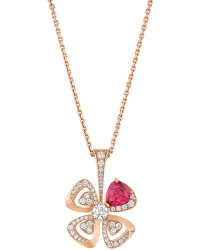 BVLGARI Rose Gold, Diamond And Rubellite Fiorever Necklace - Pink