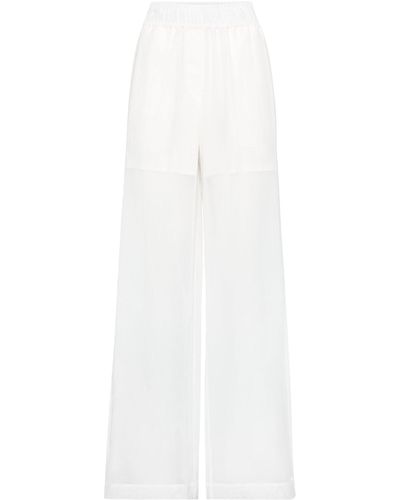Brunello Cucinelli Cotton Wide-leg Trousers - White