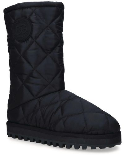 Dolce & Gabbana Quilted Logo Boots - Black