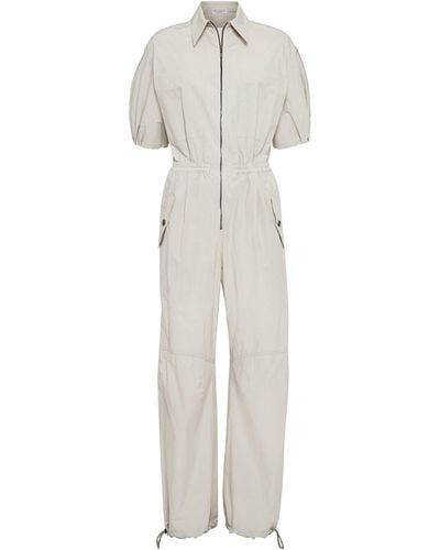 Brunello Cucinelli Cotton Poplin Wrinkled Jumpsuit - White