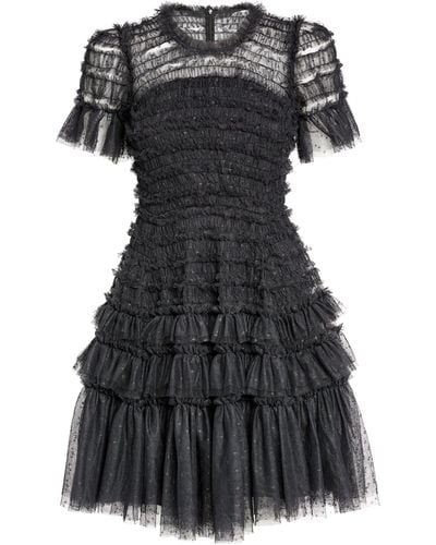Needle & Thread Valentine Ruffle Micro Mini Dress - Black