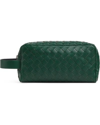 Bottega Veneta Leather Intrecciato Wash Bag - Green