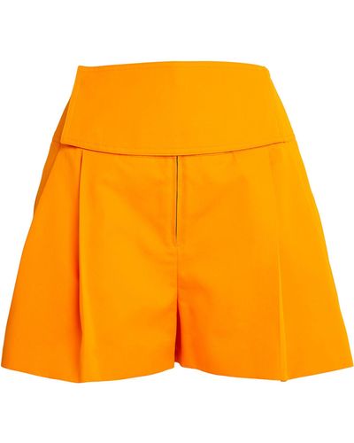 Jil Sander Cotton Pleated Shorts - Orange