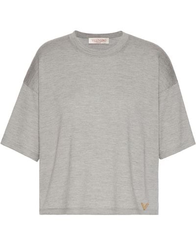 Valentino Garavani Cashmere-silk T-shirt - Grey