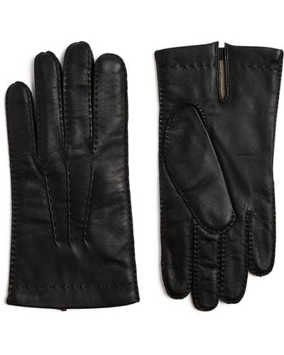 Dents Leather Cashmere-lined Gloves - Black