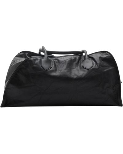 Burberry Crinkled Leather Shied Duffle Bag - Black