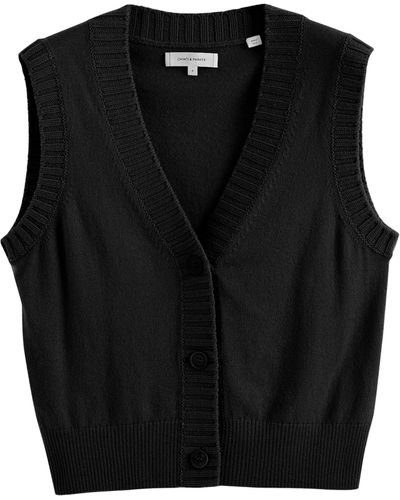 Chinti & Parker Wool-cashmere Buttoned Jumper Vest - Black