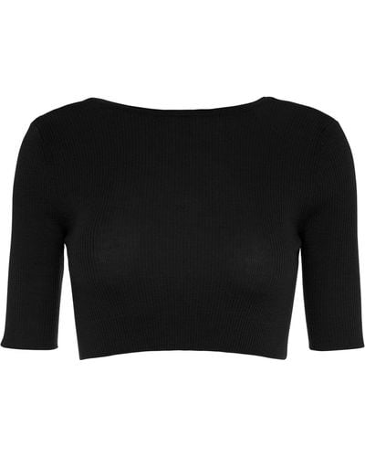 Cashmere In Love Liza Rib-knit Crop Top - Black