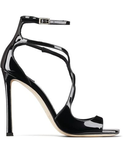 Jimmy Choo Azia 110 Strappy Patent Leather Sandals in Black | Lyst