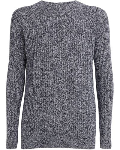 Johnstons of Elgin Cashmere Ribbed Crew-neck Sweater - Gray