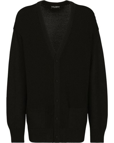 Dolce & Gabbana Cotton V-neck Cardigan - Black