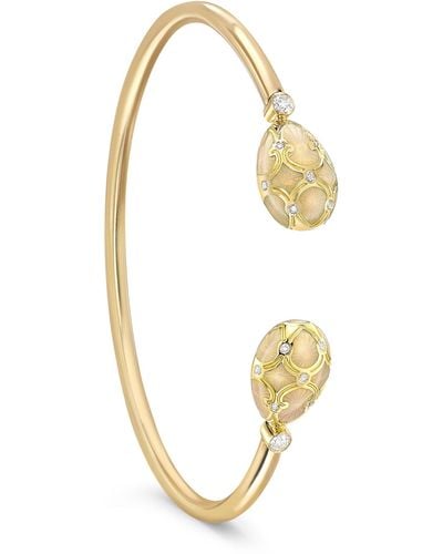 Faberge Yellow Gold And Diamond Heritage Open Bracelet - White