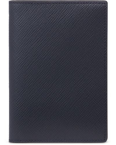 Smythson Leather Panama Passport Cover - Blue