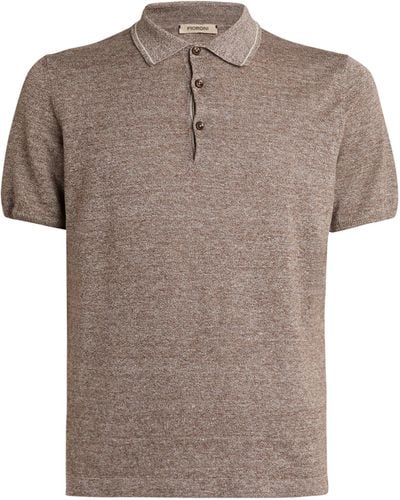 FIORONI CASHMERE Linen-blend Polo Shirt - Brown